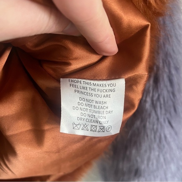 LPA *Celebrity Favorite* Faux Fur Color Block Jacket 413 in Rust & Lilac - Picture 14 of 16